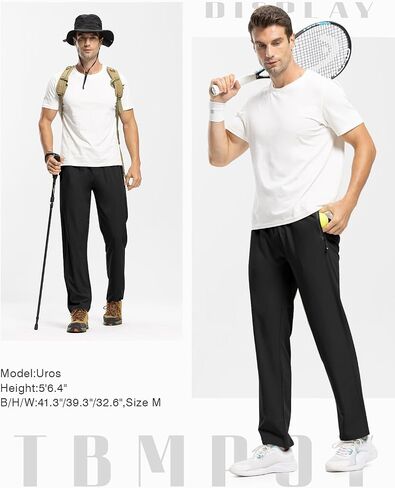 TBMPOY Men's Lightweight Hiking Travel Pants Breathable Athletic Fishing Active Joggers Zipper Pockets in Saudi Arabia