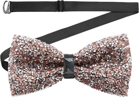 Rhinestone Bowtie, Pretied Adjustable Bow Ties for Men Sparkly Tuxedo Bowties Sequin Bow Tie for Party Wedding in Kuwait