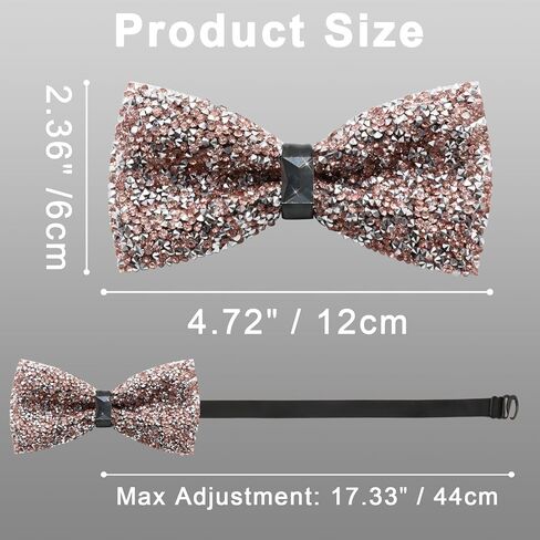 Rhinestone Bowtie, Pretied Adjustable Bow Ties for Men Sparkly Tuxedo Bowties Sequin Bow Tie for Party Wedding in Kuwait