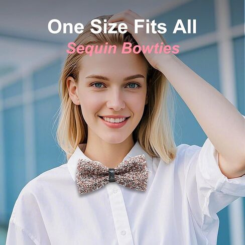 Rhinestone Bowtie, Pretied Adjustable Bow Ties for Men Sparkly Tuxedo Bowties Sequin Bow Tie for Party Wedding in Kuwait