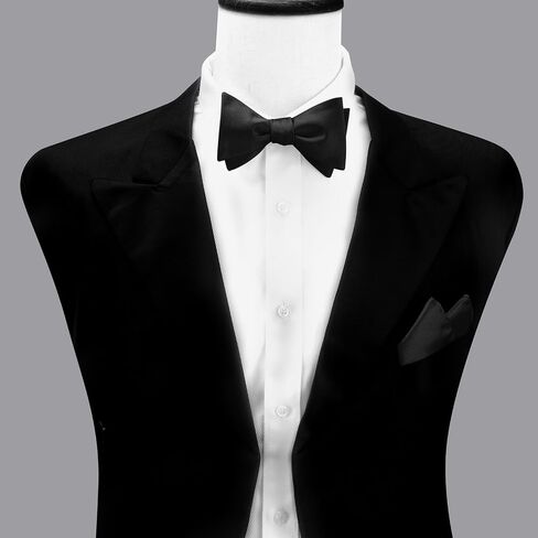 Dectwig Men's Men's Loved Tie Boy Tie و Pocket Square Men Wear Dies Black Bow Ries in Kuwait