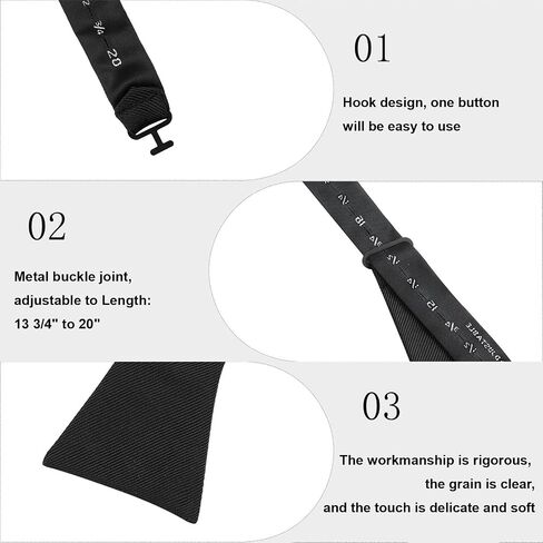 Dectwig Men's Men's Loved Tie Boy Tie و Pocket Square Men Wear Dies Black Bow Ries in Kuwait