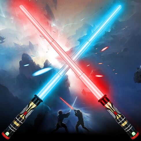 Light Up Saber for Kids Adults, Retractable Dark Light Up Saber for Adult Sword Kid Set, 2 Pack Toy Light Sword for Kids Boy 3-8, Blue, Red, Purple Light Savers Party in Saudi Arabia