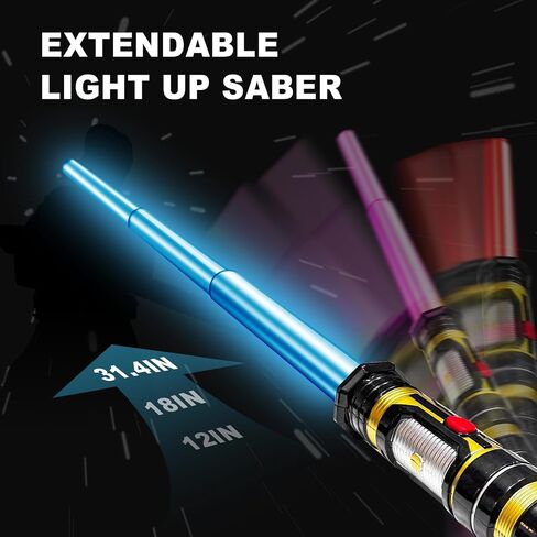 Light Up Saber for Kids Adults, Retractable Dark Light Up Saber for Adult Sword Kid Set, 2 Pack Toy Light Sword for Kids Boy 3-8, Blue, Red, Purple Light Savers Party in Saudi Arabia
