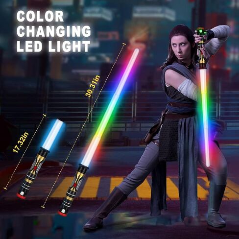 Light Up Saber for Kids Adults, Retractable Dark Light Up Saber for Adult Sword Kid Set, 2 Pack Toy Light Sword for Kids Boy 3-8, Blue, Red, Purple Light Savers Party in Saudi Arabia