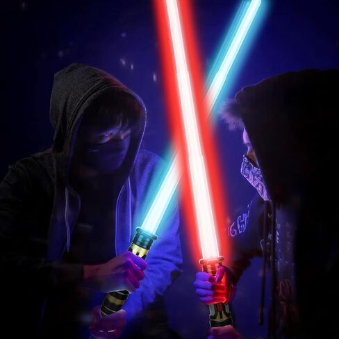 Light Up Saber for Kids Adults, Retractable Dark Light Up Saber for Adult Sword Kid Set, 2 Pack Toy Light Sword for Kids Boy 3-8, Blue, Red, Purple Light Savers Party in Saudi Arabia
