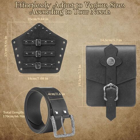 Berenlu Mens Renaissance Costume Set Medieval Belt Shoulder Armor Leather Bracers Shawl Viking LARP Cosplay Accessories in Saudi Arabia