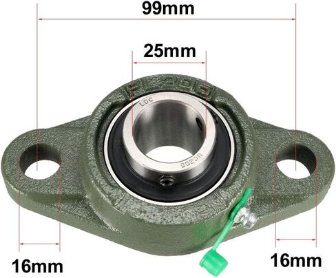 uxcell UCFL204 Flanged Pillow Block Bearing, 20mm Bore Diameter, Cast Iron/Chrome Steel, Set Screw Lock (Pack of 1) in Saudi Arabia