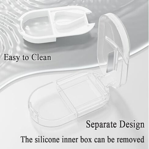 Daily Pill Case, Portable Pill Organizer Tablets Cutter 2-in-1, Small Travel Medicine Splitter Box for Medication Fish Oil Vitamin Capsule Supplement, BPA Free Material, Transparent Grey in Kuwait