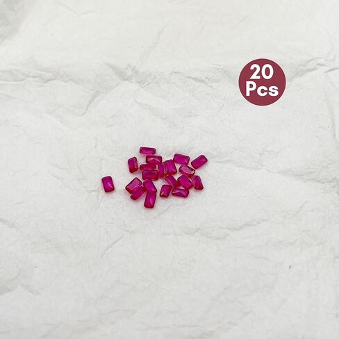 20Pcs Loose Synthetic Ruby Stone Bulk Wholesale Radiant Cut Red Corundum Gemstone Lot Faceted Gems VVS Grade (5x3/6x4/7x5/8x6mm) in Kuwait