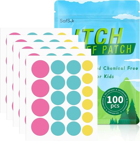 Itch Relief Patch 100pcs Anti Itch Stickers Nature Formula Hydrocolloid Fast Bite Itch Relief Chemical-Free & Safe for Kids Reduces Swelling Prevents Scratching Minimize Dark Marks 3 Sizes & 3 Colors in Saudi Arabia