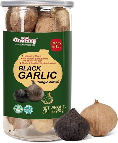 ONETANG Black Garlic 8.82 Oz (250g.), Whole Black Garlic Fermented for 90 Days, Super Foods, Non-GMO, Non-Additives, High in Antioxidants, Ready to Eat for Snack Healthy, Healthy Recipes in Saudi Arabia