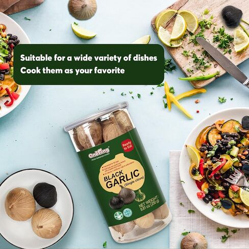 ONETANG Black Garlic 8.82 Oz (250g.), Whole Black Garlic Fermented for 90 Days, Super Foods, Non-GMO, Non-Additives, High in Antioxidants, Ready to Eat for Snack Healthy, Healthy Recipes in Saudi Arabia
