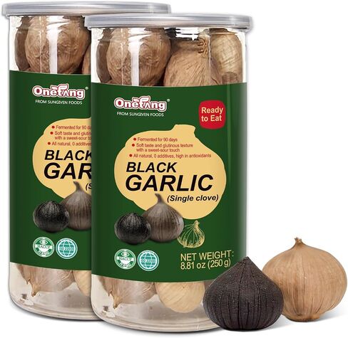 ONETANG Black Garlic 8.82 Oz (250g.), Whole Black Garlic Fermented for 90 Days, Super Foods, Non-GMO, Non-Additives, High in Antioxidants, Ready to Eat for Snack Healthy, Healthy Recipes in Saudi Arabia