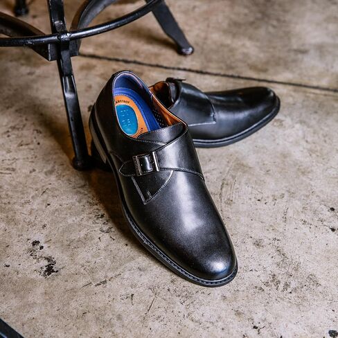 Gunnar و Troy Maverick Mens Dress Shoes Oxford | أحذية حزام مونك واحد للرجال | صورة خيالية من جناح الجناح الكلاسيكي مع الأجزاء العلوية الجلدية in Kuwait