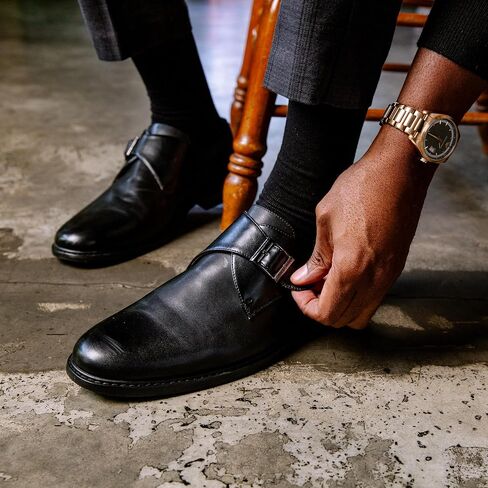 Gunnar و Troy Maverick Mens Dress Shoes Oxford | أحذية حزام مونك واحد للرجال | صورة خيالية من جناح الجناح الكلاسيكي مع الأجزاء العلوية الجلدية in Kuwait