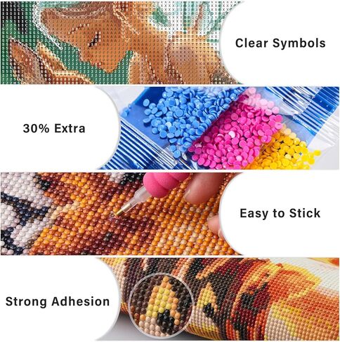 Lxmsja Colorful Lion Diamond Art Kits for Adults, Flower DIY Full Drill Diamond Painting Kits for Beginners, 5D Gem Art Crafts for Adults, Home Wall Decor 12x16 inch in Kuwait