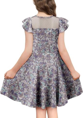 اللباس الفتيات Yoklass Dround Dound Dound Ald A Line Shulk Sleeve Cknee Lene Dresses 4-13 Years in Kuwait