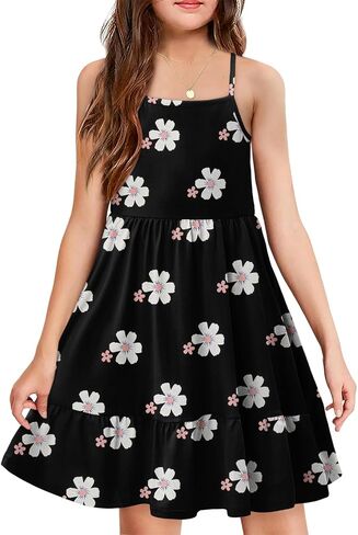 اللباس الفتيات Yoklass Dround Dound Dound Ald A Line Shulk Sleeve Cknee Lene Dresses 4-13 Years in Kuwait