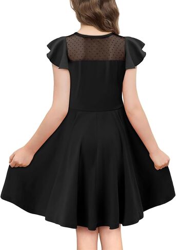 اللباس الفتيات Yoklass Dround Dound Dound Ald A Line Shulk Sleeve Cknee Lene Dresses 4-13 Years in Kuwait