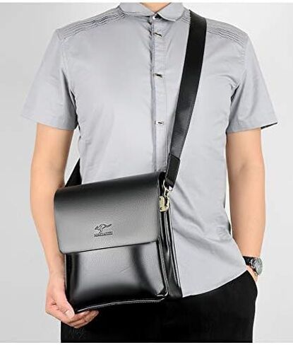 Mens Crossbody Bag, Leather Messenger Shoulder Bag for Women Men Purse Travel Work Business in Kuwait