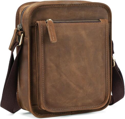 BAIGIO Small Leather Messenger Bag for Men Shoulder Bag Vintage Crossbody Bag Men Purse Ipad Satchel Travel Business in Saudi Arabia