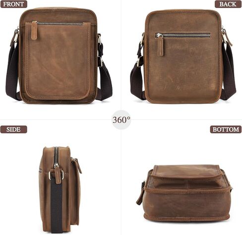 BAIGIO Small Leather Messenger Bag for Men Shoulder Bag Vintage Crossbody Bag Men Purse Ipad Satchel Travel Business in Saudi Arabia