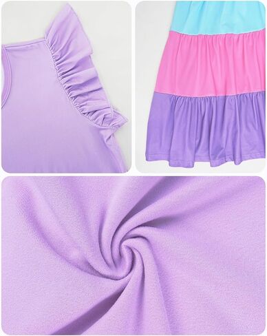 LQSZ Girls Summer Dresses with Shulfle Short Sleeve Midi Midi A-LIP A-LIP STINDRIS STINDRESS SIZE 3-12 in Kuwait
