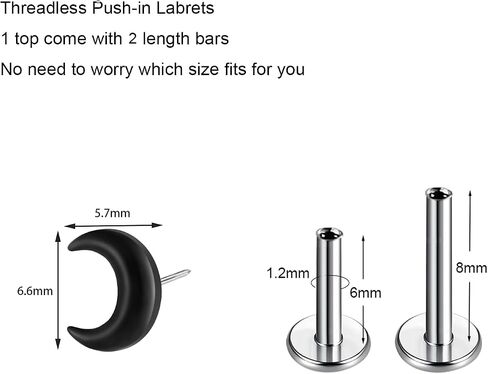1Pcs G23 Titanium Flat Back Earrings Studs 16g F136 Implant Grade Titanium Labrets Press Fit Threadless Push In Dainty Cartilage Helix Conch Lobe Lip Tragus Piercing Jewelry in Saudi Arabia
