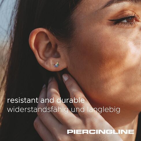 Piercingline Surgical Steel Piercing Stud arring مع زهرة ملونة | حلق الغضروف ، المجوهرات اللولبية الثابتة ، ثقب تراغوس في 4 ألوان أنيقة in Saudi Arabia
