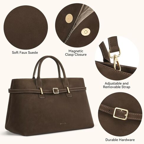 Bostanten Top Honge المحافظ للنساء حقيبة Satchel Blage من جلد الغزال النباتي حقائب اليد Crossbody مع حزام قابل للتعديل in Kuwait