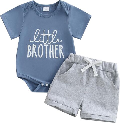 Toddler Baby Girl Clothes Summer Short Sleeve Letter Shirt Casual Shorts Big Sister Little Sister Matching Outfits in Kuwait