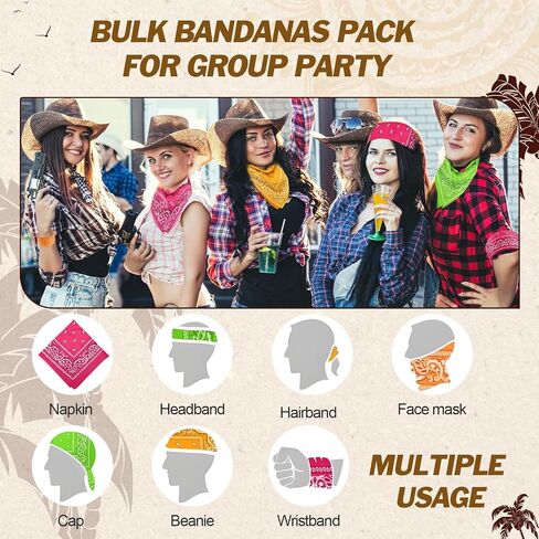 36 Pack Bandanas for Women Men Cowboy Bandana Novelty Bandanas Bulk Paisley Bandana Scarf for Party Costume in Kuwait