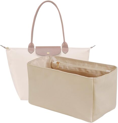 إدراج منظم محفظة النايلون الممتاز للماء لحقائب يد Longchamp Le Pliage (أسود ، كبير) in Kuwait