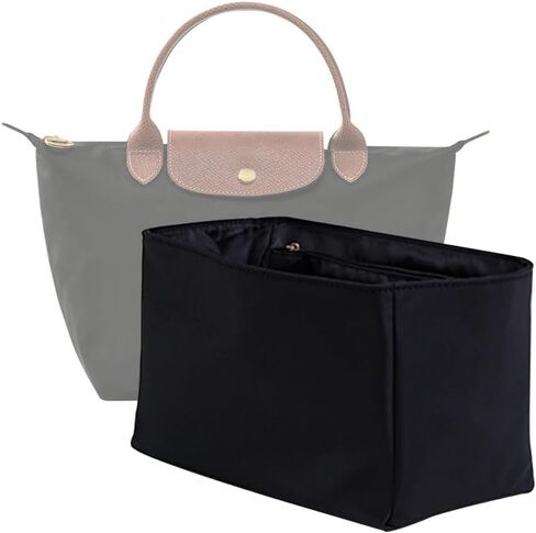 إدراج منظم محفظة النايلون الممتاز للماء لحقائب يد Longchamp Le Pliage (أسود ، كبير) in Kuwait