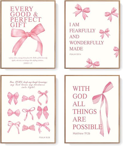 Lartsfro Coquette Pink Bow Wall Art Decords ، Wink Boy Room Room Bedroom Wall Art Decore Tealthetic For Teen Girls Gifts ، Inspirational Bible Bail Decor in Saudi Arabia