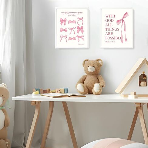 Lartsfro Coquette Pink Bow Wall Art Decords ، Wink Boy Room Room Bedroom Wall Art Decore Tealthetic For Teen Girls Gifts ، Inspirational Bible Bail Decor in Saudi Arabia
