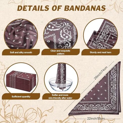 36 Pack Bandanas for Women Men Cowboy Bandana Novelty Bandanas Bulk Paisley Bandana Scarf for Party Costume in Kuwait