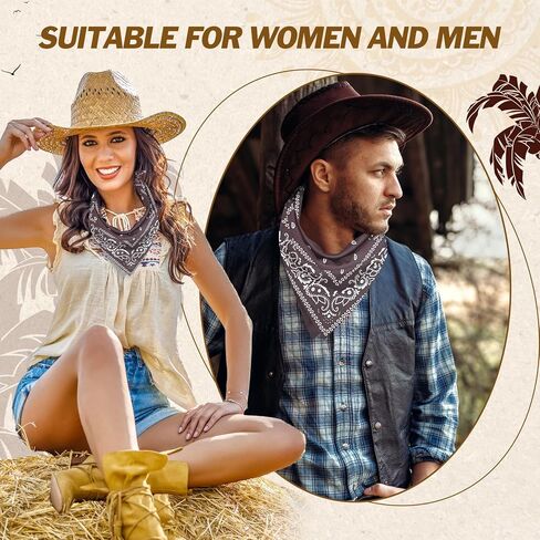 36 Pack Bandanas for Women Men Cowboy Bandana Novelty Bandanas Bulk Paisley Bandana Scarf for Party Costume in Kuwait