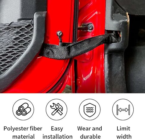 2PCS Car Adjustable Door Check Straps, Auto Heavy Duty Strong Limiting Check Strap Nylon Strap, Car Door Limiting Strap Replacement Compatible with TJ JK JL, Load 1000 Lbs in Kuwait