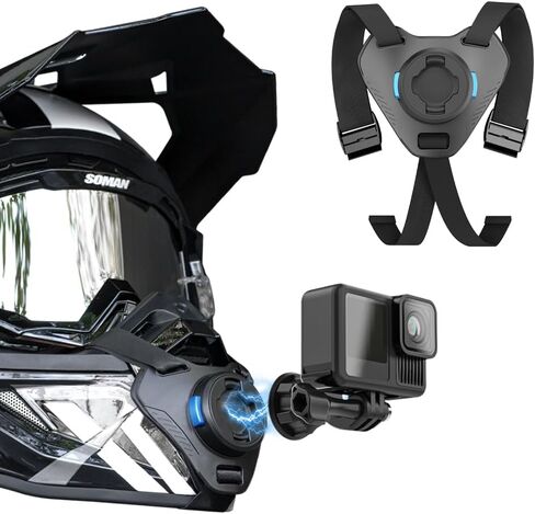 خوذة دراجة نارية مغناطيسية سريعة الإصدار من SUREWO متوافقة مع Go pro Hero 12,11,10, 9, 8, 7, (2018), 6 5, DJI Osmo Action 4/3, AKASO, SJCAM والمزيد in Kuwait