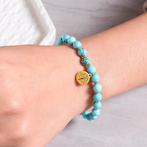 Natural Lapis Lazuli Beads Bracelet for Women Handmade Stretch Lapis Lazuli Bracelet Tree of Life Lapis Beaded Bracelet Jewelry Gift for Girlfriend Wife in Saudi Arabia
