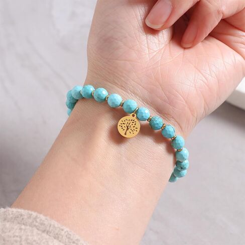 Natural Lapis Lazuli Beads Bracelet for Women Handmade Stretch Lapis Lazuli Bracelet Tree of Life Lapis Beaded Bracelet Jewelry Gift for Girlfriend Wife in Saudi Arabia