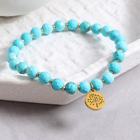 Natural Lapis Lazuli Beads Bracelet for Women Handmade Stretch Lapis Lazuli Bracelet Tree of Life Lapis Beaded Bracelet Jewelry Gift for Girlfriend Wife in Saudi Arabia