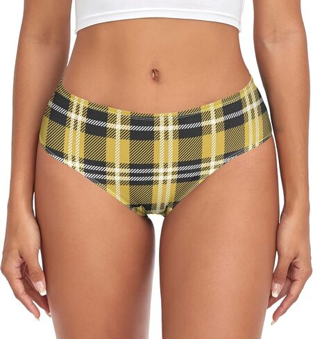 DOMIKING Blue Teal Plaid Womens Underwear Stretch Bikini Panties Soft Briefs for Women Girl Teen in Kuwait