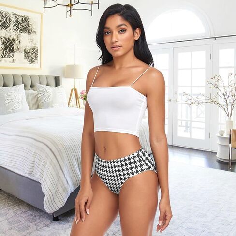 DOMIKING Blue Teal Plaid Womens Underwear Stretch Bikini Panties Soft Briefs for Women Girl Teen in Kuwait