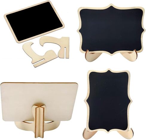 20 Pack Mini Chalkboards Signs with Easel Stand, Small Rectangle Chalkboards Blackboard, Wood Place Cards for Weddings, Birthday Parties, Message Board Signs and Event Decoration, 1 Liquid Chalk in Kuwait