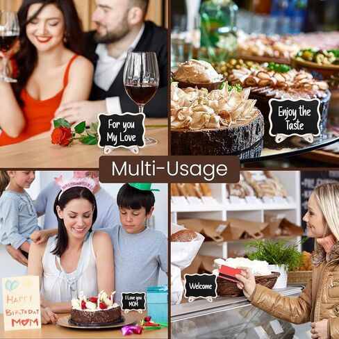 20 Pack Mini Chalkboards Signs with Easel Stand, Small Rectangle Chalkboards Blackboard, Wood Place Cards for Weddings, Birthday Parties, Message Board Signs and Event Decoration, 1 Liquid Chalk in Kuwait