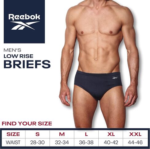 Reebok Men's Briefs - 10 Pack Classic Soft Stretch Low Rise Briefs with Contour Pouch - Underwear for Men (Sizes: S-XL) in Kuwait