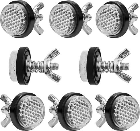 8Pack Red Reflector Motorcycle License Plate Bolts and Nuts, Round Head M5 Screws, Steel, 0.98" Diameter, 7/16" Size, Grade 8.8, for Motorcycle, Bicycle, Car in Kuwait